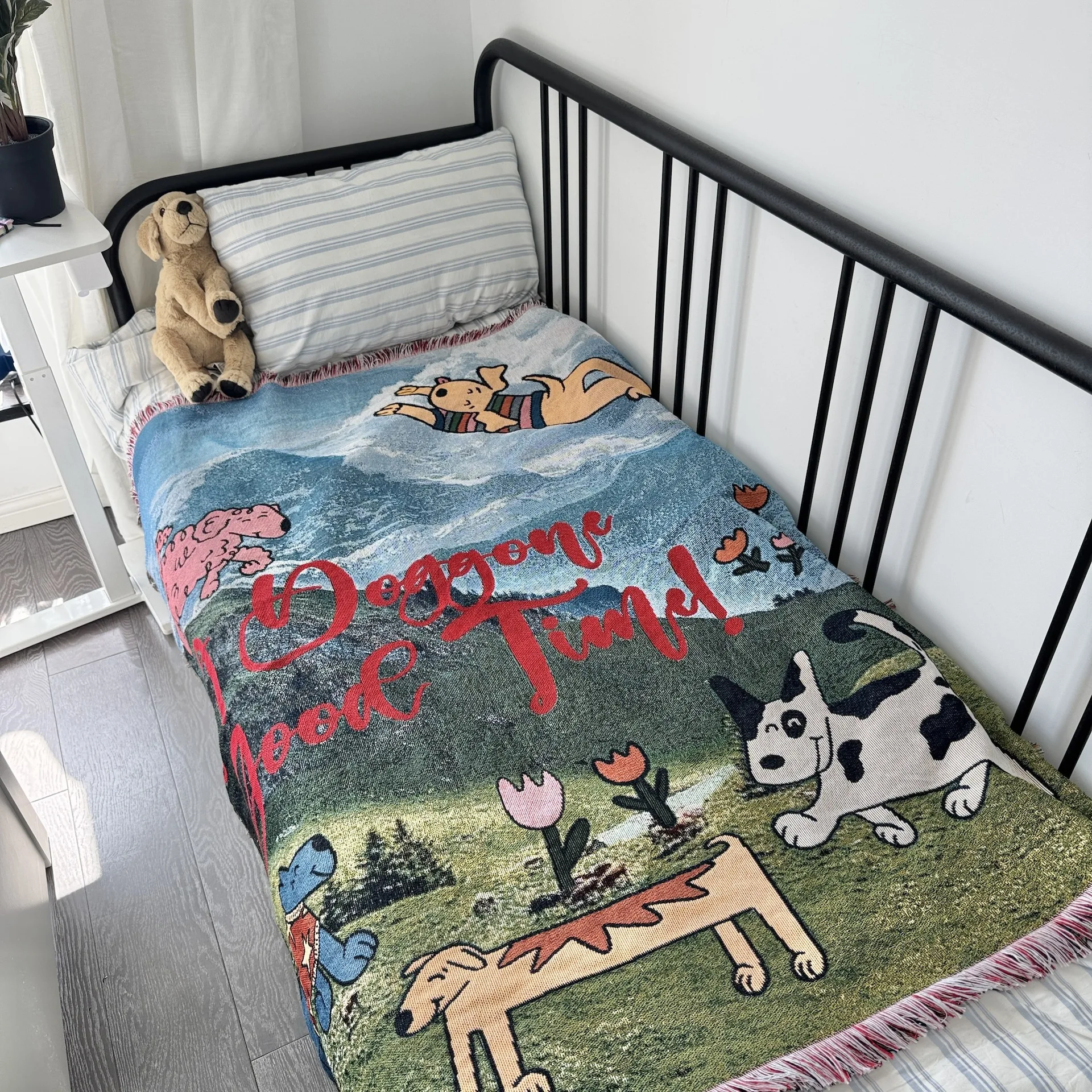 Happy Cat Hundedecke mit Cartoon-Muster, Sofabezug, Campingteppich, Hintergrundbehang für Zuhause, Wandteppich