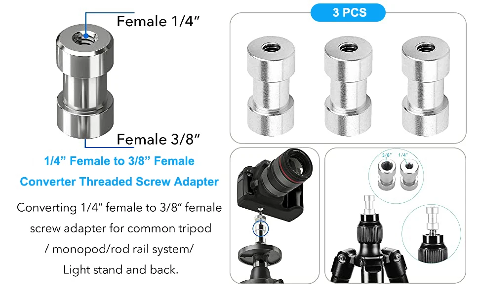 Kameraschrauben-Montageset, 26-teilig, 1/4 Zoll und 3/8 Zoll Konverter, Gewindeschrauben, Adapter, Blitzschuhhalterung – Detail 11