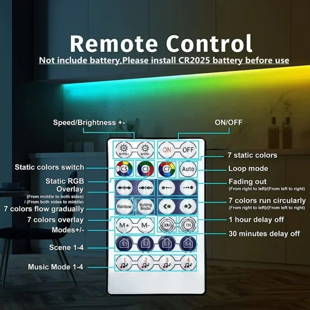 Kit de tira de luces LED inteligente WS2812B de 1-5 metros RGB direccionable individualmente IP30/65/67 DC5V y controlador LED de música Bluetooth de 28 teclas