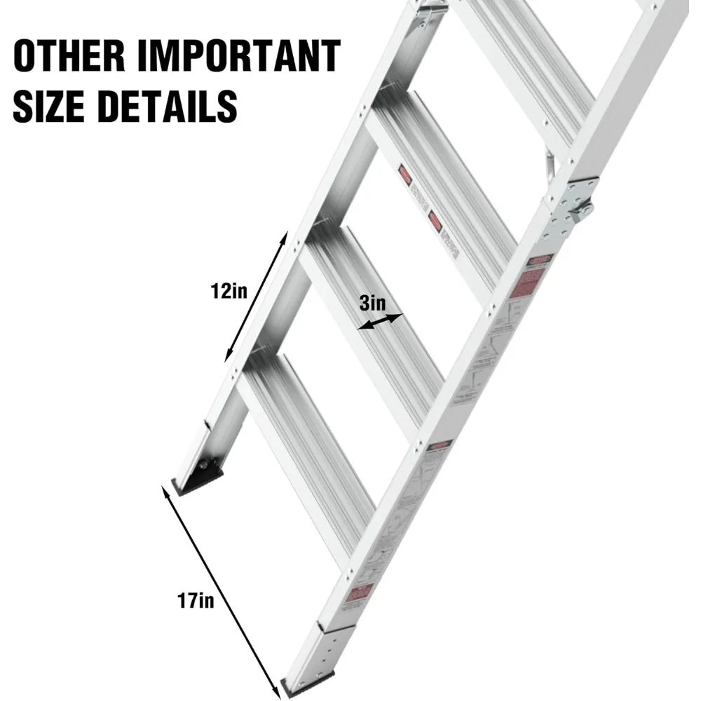 سلم ألومنيوم خفيف الوزن محمول - سعة 375 رطل، الوصول إلى 7'8 إلى 10'3 أسقف، مثالي للتخزين العليي #6