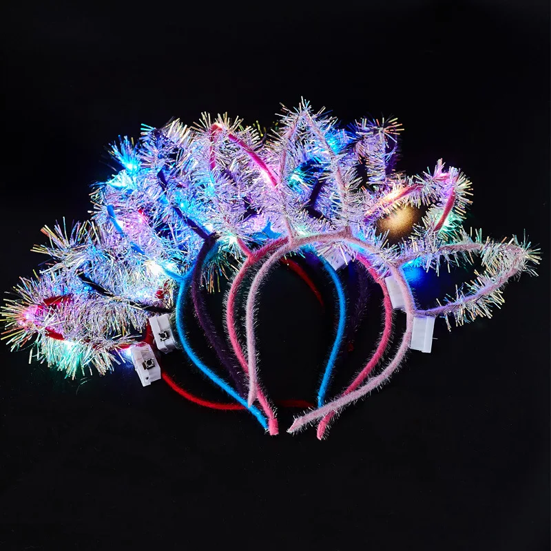 Luminous Rabbit Ears Christmas Hairband Women Girl Cute Lights Hair Clip Children\'s Festival Headwear Halloween Hair Accessories