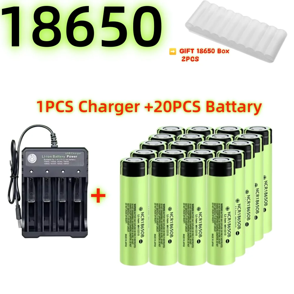 

18650 Battery Pilas Recargable Original 34B NCR18650B 3400mAh 3.7V Li-ion High Capacity for Flashlight Power Tool Toy Batteries