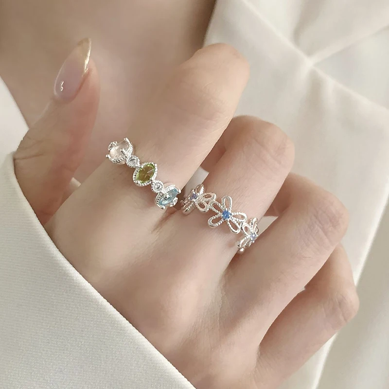 GANPUP Exquisiter Funkelnder Kubischer Zirkon Verstellbarer Fingerring für Damen, Modischer Neuer Ring, Schmuckgeschenk für Party und Hochzeit – Detail 2