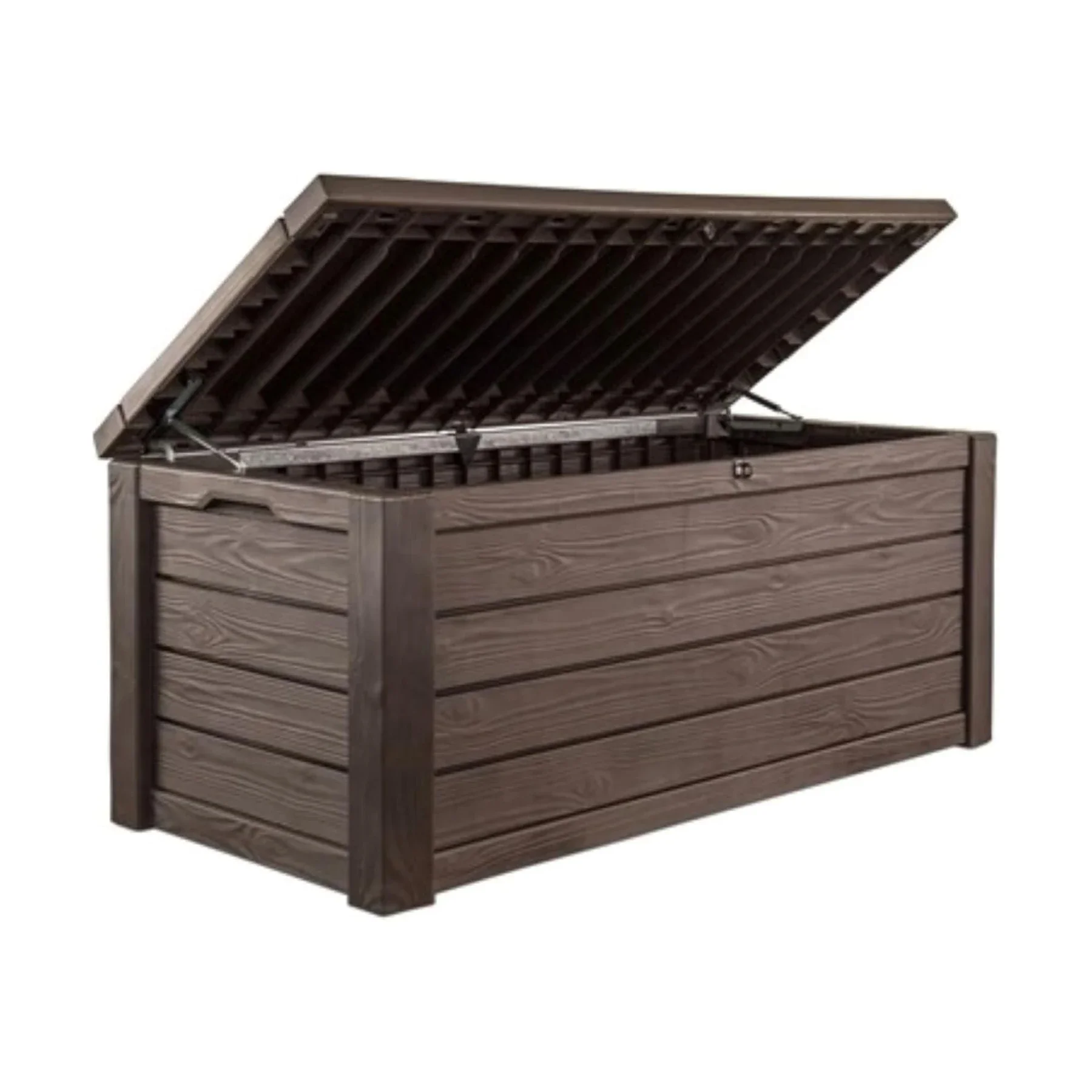 Storage Box, All-Weather Resin Deck Box and Stylish Outdoor Bench with Piston-Assisted Lockable Lid & Side Handles