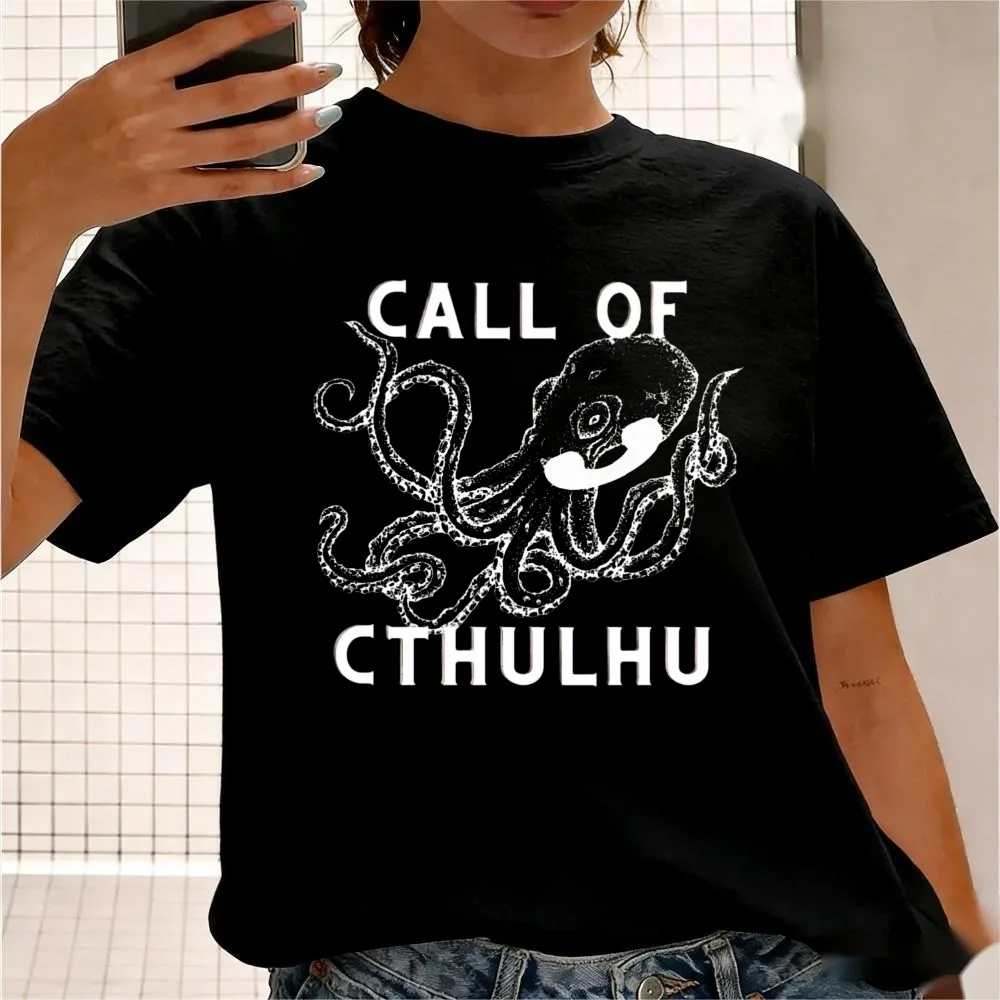 Call of Cthulhu Octopus Phone Shirt Women Men Unisex Summer Cotton Tee Vintage Cthulhu Lover Gift Tshirt Casual Daily Outfit