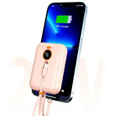 Mini Power Bank 20000mAh Type-C/dla Apple wbudowany kabel przenośny Powerbank PD22.5W superszybkie ładowanie dla Huawei P30 P40