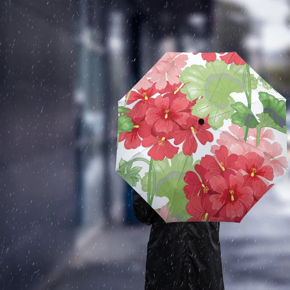 Tianzu Sunflower Blumen Blätter Kreative Regenschirm Regen Frauen Automatische Drei Falten Regenschirme Winddicht Sonnenschirm Parapluie