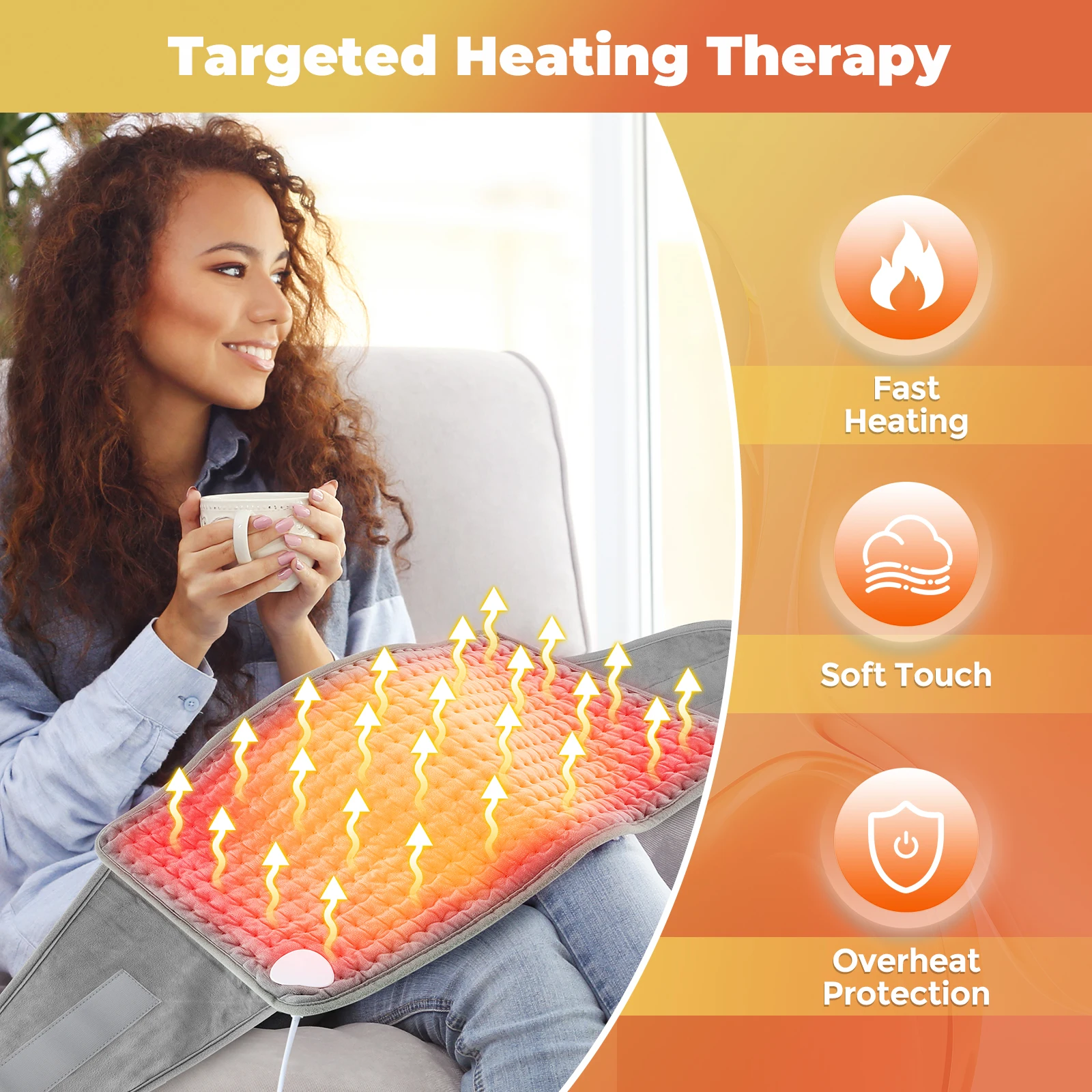 Heating Pad Therapy 9 Levels Timer Lumbar Back Warmer Adjustable Temp Electric Mat 30x118cm Single Person Soft Very Comfortable