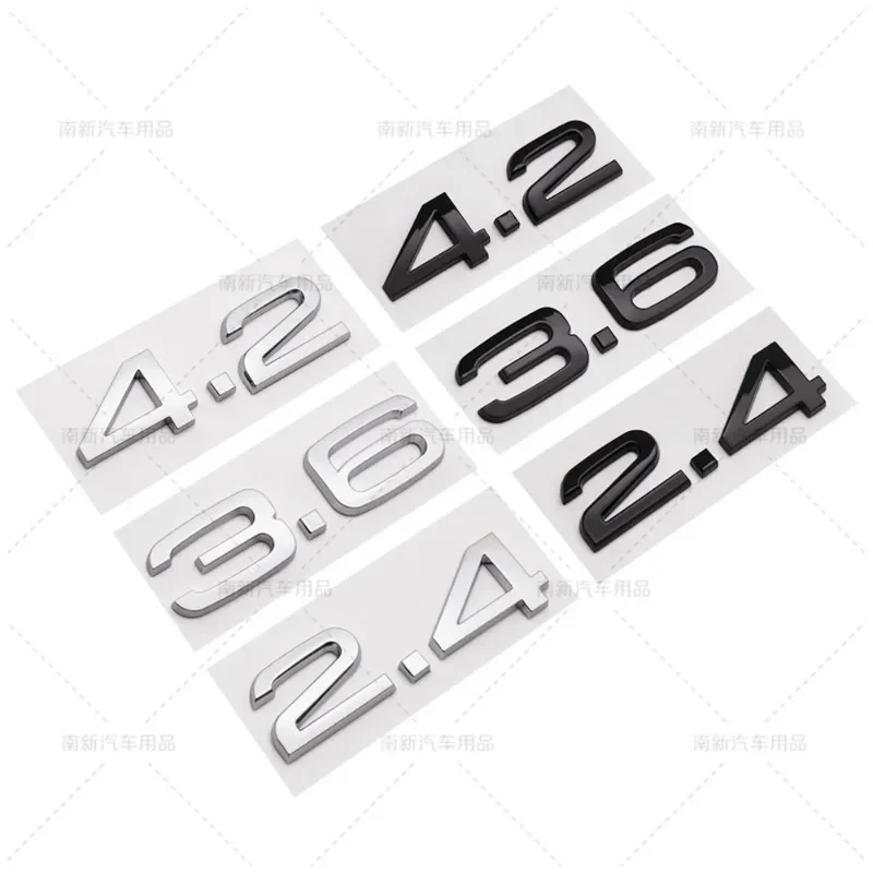 3D ABS 2.4 3.6 4.2 Letter Car Rear Trunk Tailgate Fender Door Badge Emblem Adhesive Sticker For Audi A4 A5 A6 A7 A8 Q3 Q5 Q7