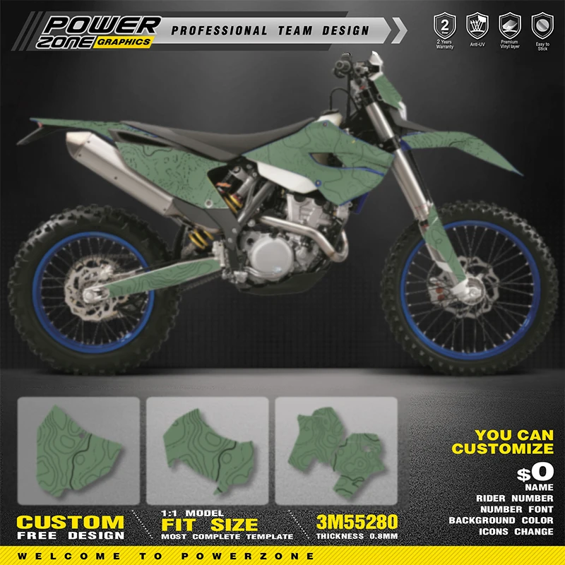 PowerZone Custom Team Graphics Backgrounds Decals Stickers Kit For HUSABERG 2013-2014 FE 390 450 570-TE250 300 -FX450-FS570 10