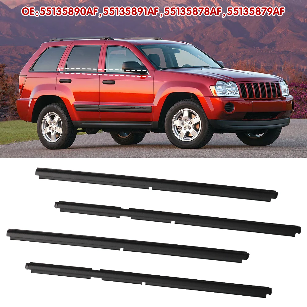 

For Grand Cherokee II WJ WG 1998-2005 55135890AF 55135891AF Window Outer Weatherstrip Side Door Glass Rubber Belt Moulding Trim