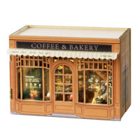 DIY Wooden Miniature Model Kit  Mini Box Coffee Bakery Store Casa Doll Houses 3D Puzzle Dollhouse With Furniture Friends Gifts