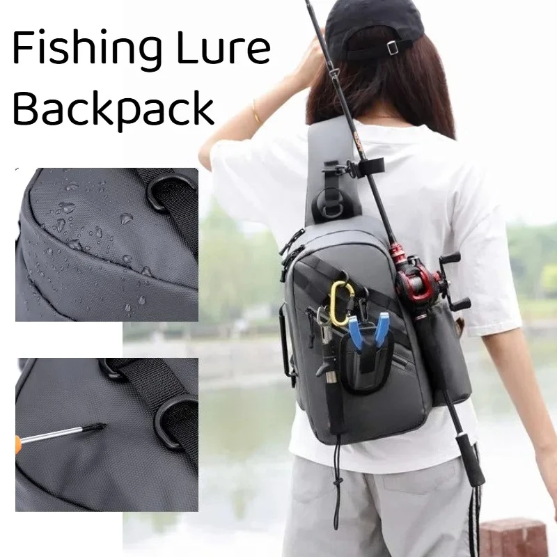 

Compact Fishing Lure Backpack - Waterproof Oxford Material with Reflective Strips Shoulder Carry Lightweight Design for Outdoor