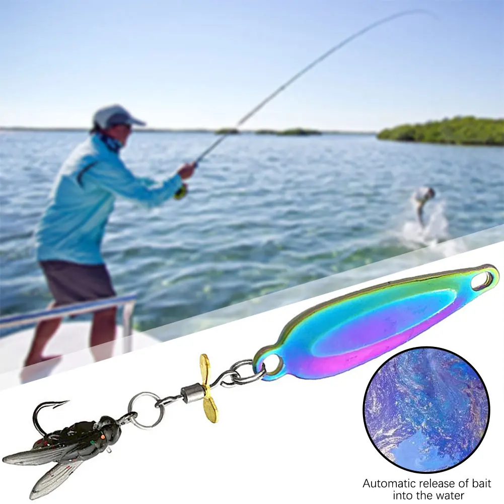 Sequin Bait Fly Hook Metal Propeller Fishing Lure For Fishing High-Vibration Spinners Sequin Spinning Fly Bait Fishing Accessory