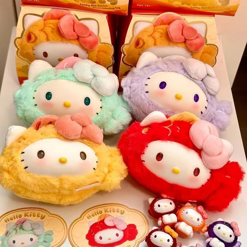 

NEW Sanrio Hello Kitty Lucky Koi Scries Plush Blind Box Relaxing Toys Viny Face Pendant Trendy Soft Surprise Doll Christmas Gift