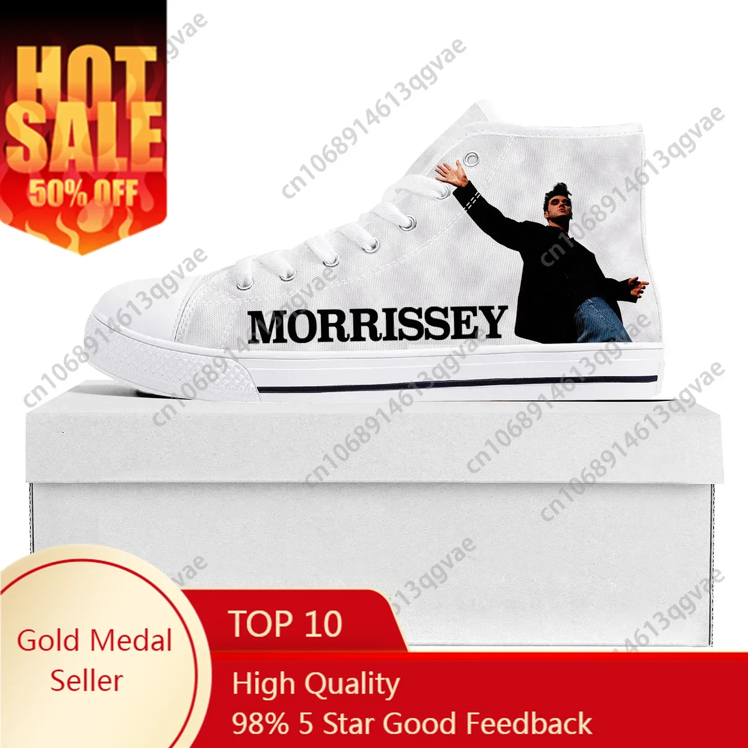 

Morrissey Rock Singer High Top High Quality Sneakers Mens Womens Teenager Canvas Sneaker Casual Couple Shoes Custom Shoe White