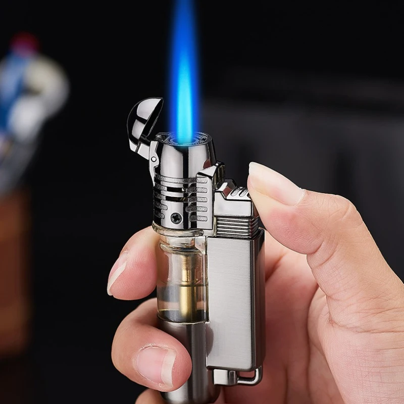 

2026 Metal Turbo Windproof Cigar Lighter | Visible Gas Window & Airbrush Design, Portable Premium Cigarette Gadget for Men