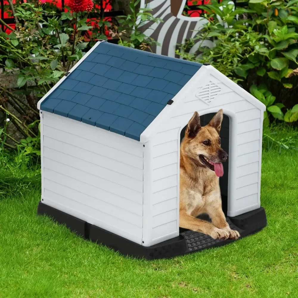 

kennel room ventilated waterproof pet plastic, kennel with vents and raised floor, insulated puppy shelter kennel