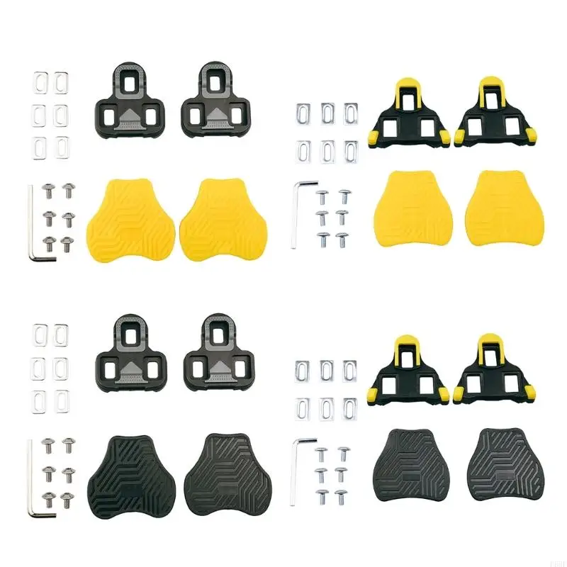 

F68F Cycling Pedals Cleat Shoes Indoor Outdoor Road Bicycles Cleat Set Bike Cleats 6 Degree Float Compatible for SPD System