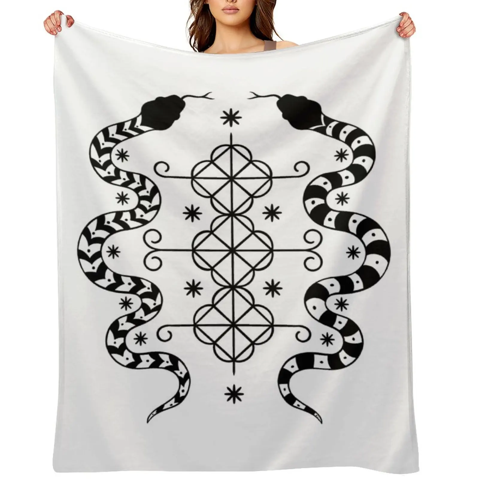 

Damballah Wedo Veve loa symbol Throw Blanket Bed linens sofa bed Flannel Blankets