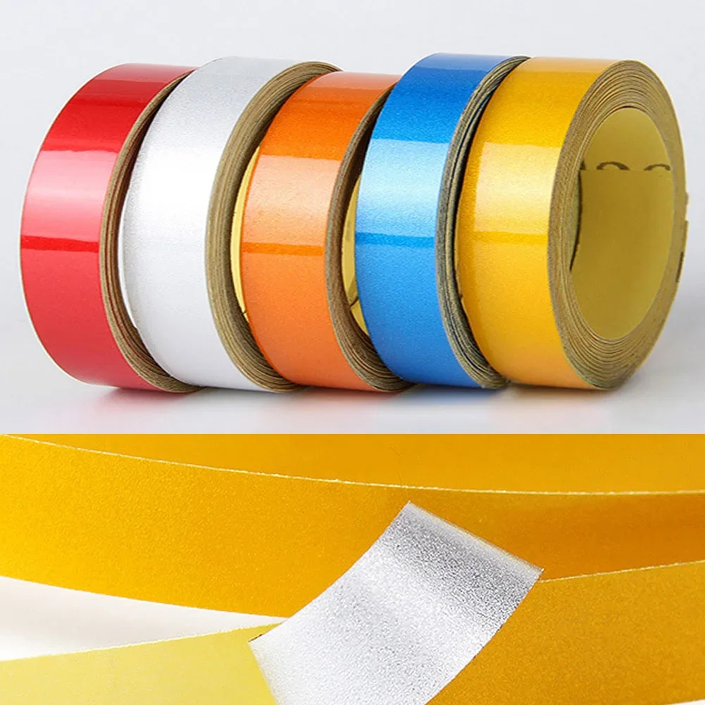 1Pc 5m*2cm Reflective Stripe Tape Car Motorcycle Bike Rim Wheel Stripe Tape Stickers Decorative Red/Sliver/Yellow/Blue/Orange