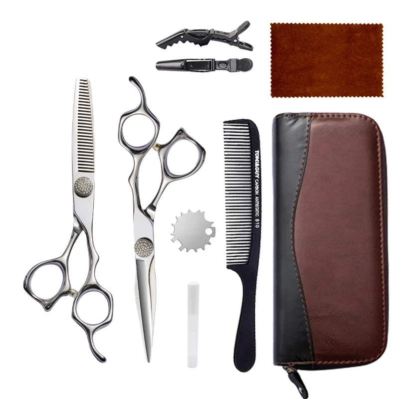 

6.0 Inch Japanese 440C Steel Barber Scissors for Salon Hair Cutting - Thinning Shears for Bangs Layered Styles Home Use