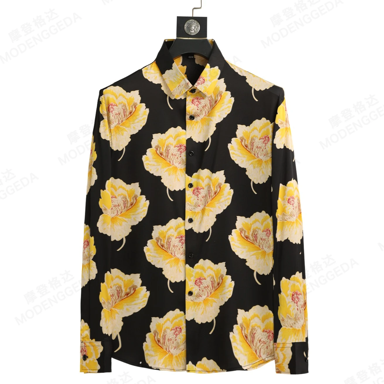 

Luxury Floral Printed Long Sleeved Shirt 2026 Spring Loose Casuaal Business Shirts Social Party Streetwear Men Clothing M-4XL