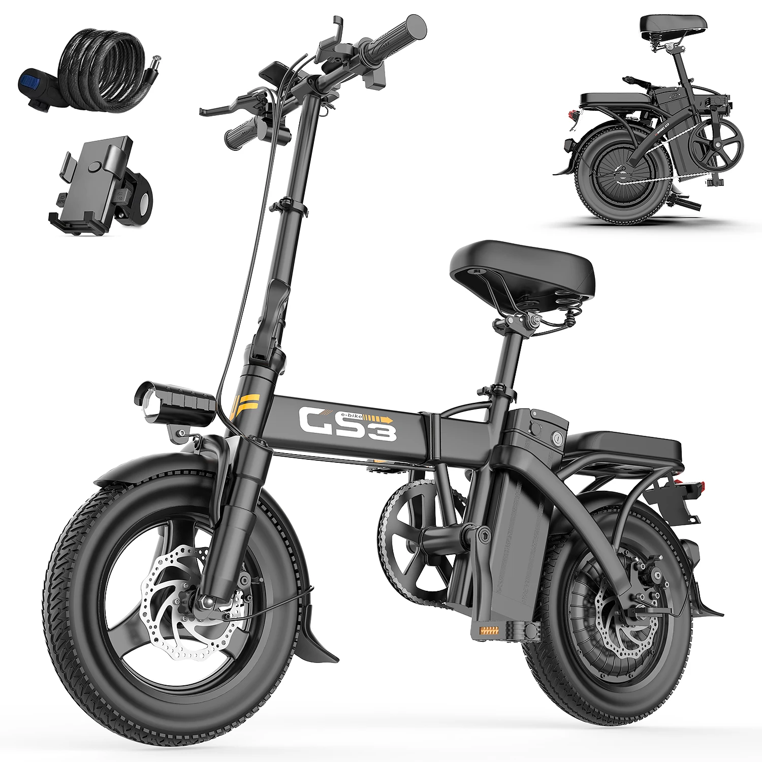 TOOFLY GS3 Opvouwbare Elektrische Fiets 250W 48V15AH Volwassen Reizen Stad Commuter Elektrische Fiets 14*2.125 Inch band Mini E-bike