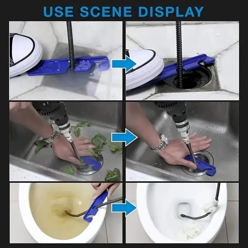 Spring Sewer Dredging Tool Drain Hose Cleaner Sticks Clog Remover Snake Drain Cleaning Tool With Drill Adapter