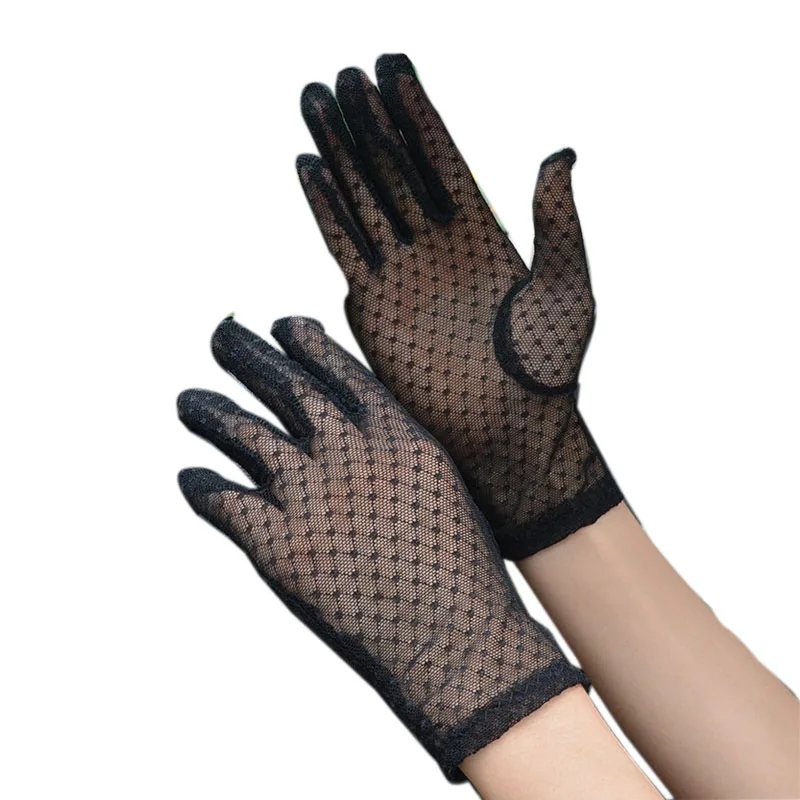 

New Summer Gloves Women Black Lace Mesh Tulle Gloves Breathable Sunscreen Driving Gloves Party Dance Mittens