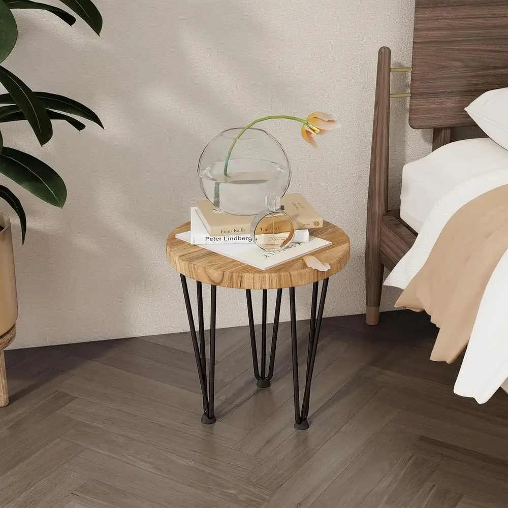 Elm Nesting Coffee Table with Metal Legs, Non-Slip Feet, 14x14x16, Natural Finish