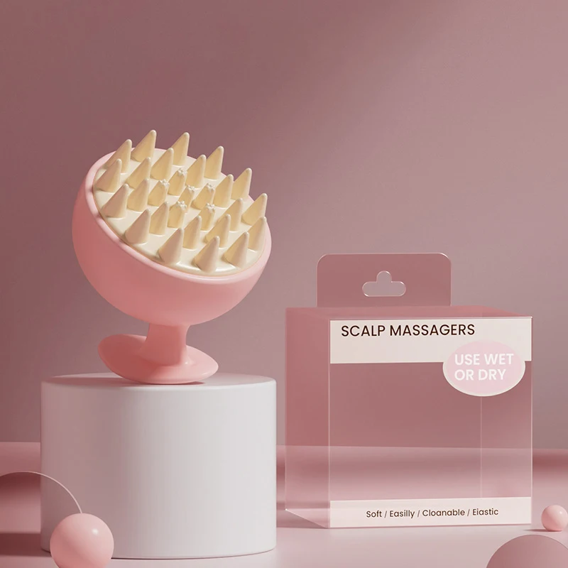 Handheld Silicone Scalp Massage Comb Circular Brush Head Body Massage Instrument Meridian Massage Ball Hair Wash Brush