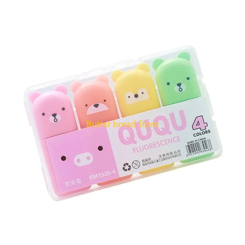 W89C 4/5/6 kleuren Cartoon markeerstift Pen Mooie markeerstoffen Markers Fluorescerende pen Bijbel Marker Pen