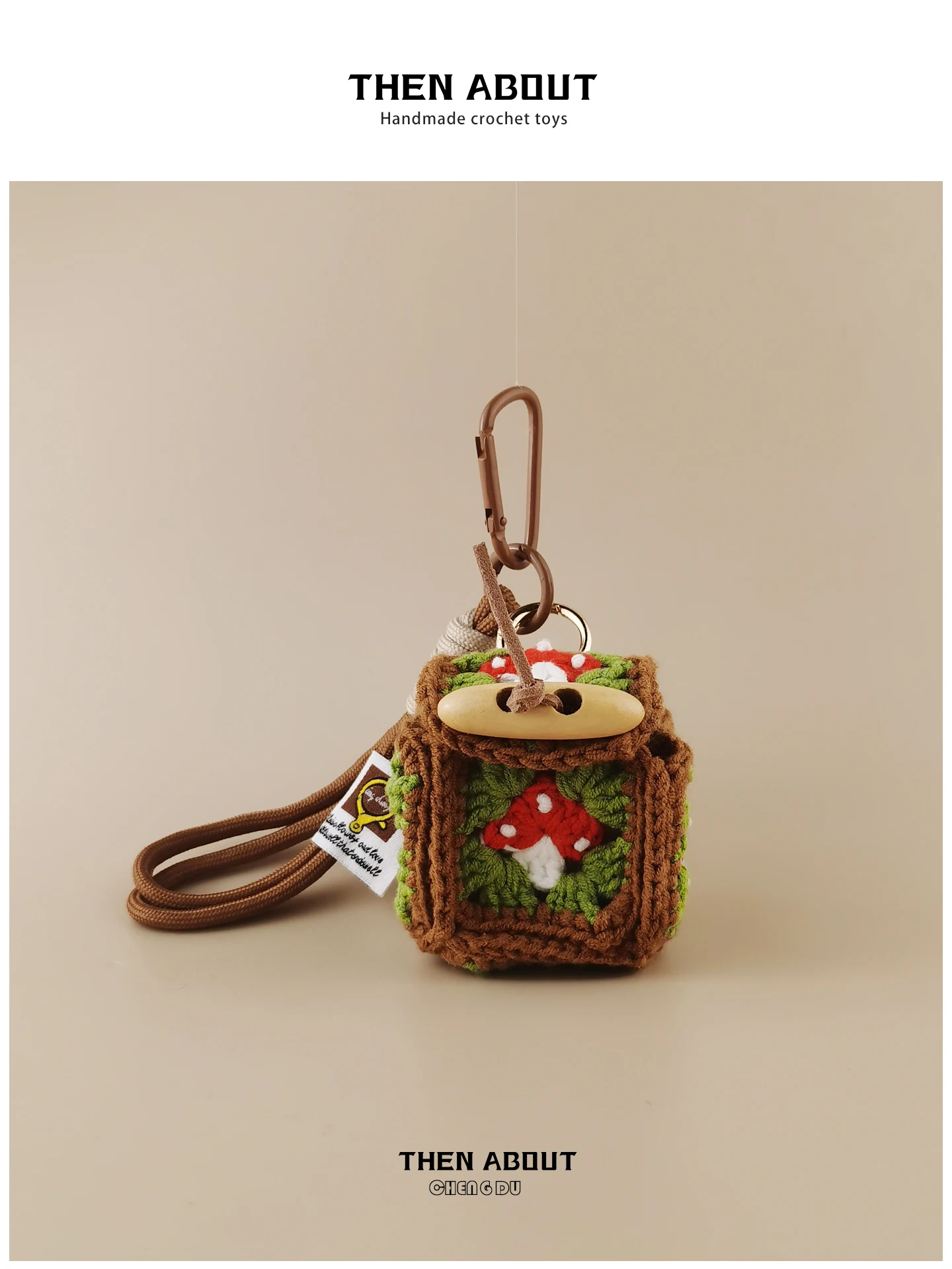 Creative Hook Woven Mushroom Earphone Bag Coin Purse Keychain Hanging Decoration Bag Charm Key Holder Unique Gift