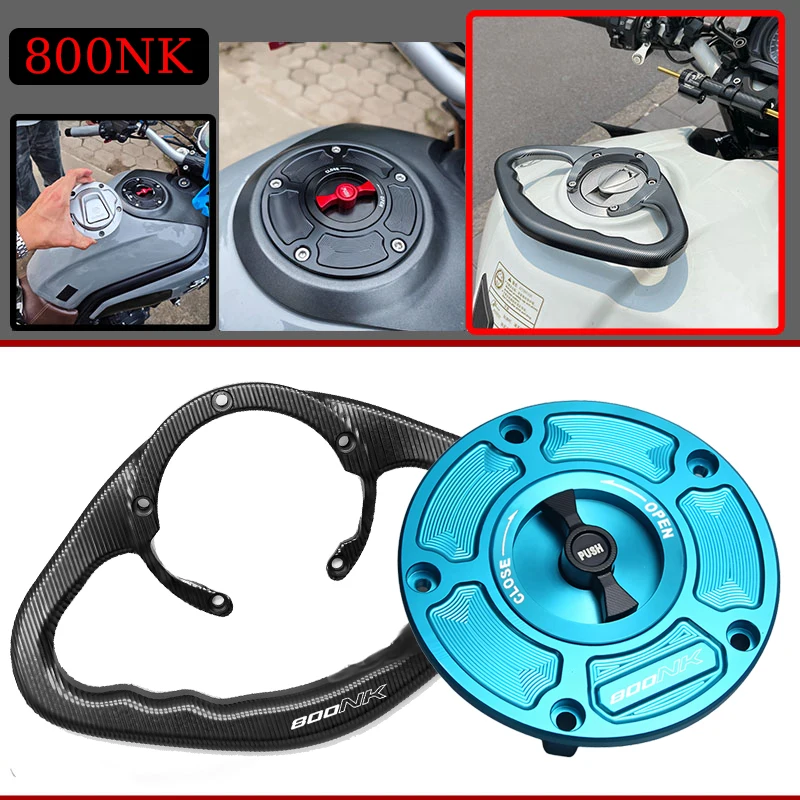 For CFMOTO 800NK NK800 Motorcycle CNC Fuel Gas Tank Cap Cover Aluminum Keyless Rear Passenger Armrest OF Fuel Tank Armrest