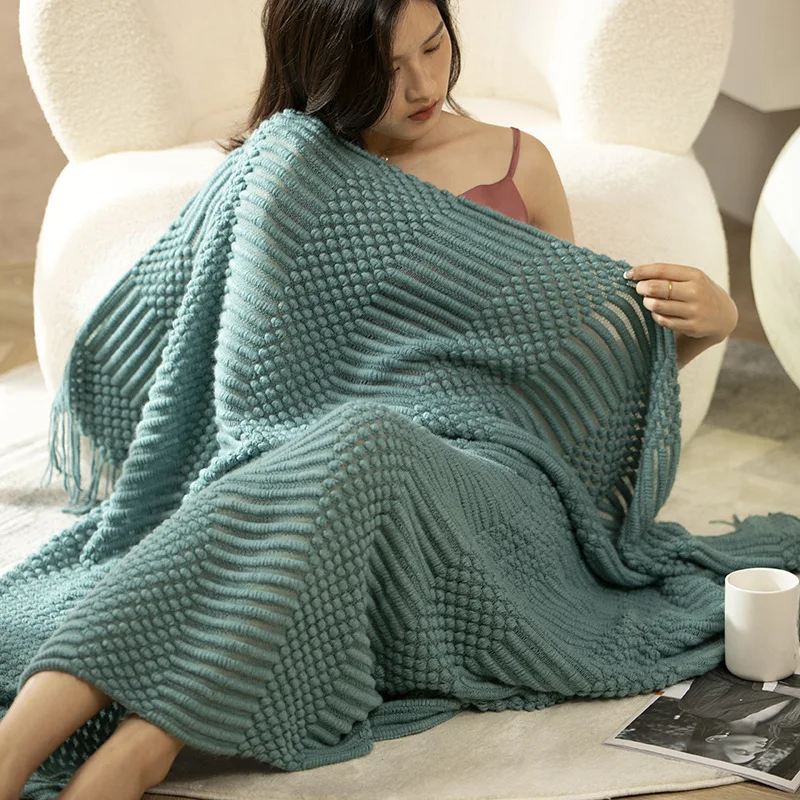 Nordic Style Knitted Throw ToddlerSwaddler  Student Dormitory Blanket Plaid Newborns Beach Chair Sofa Bedspread Home Decor