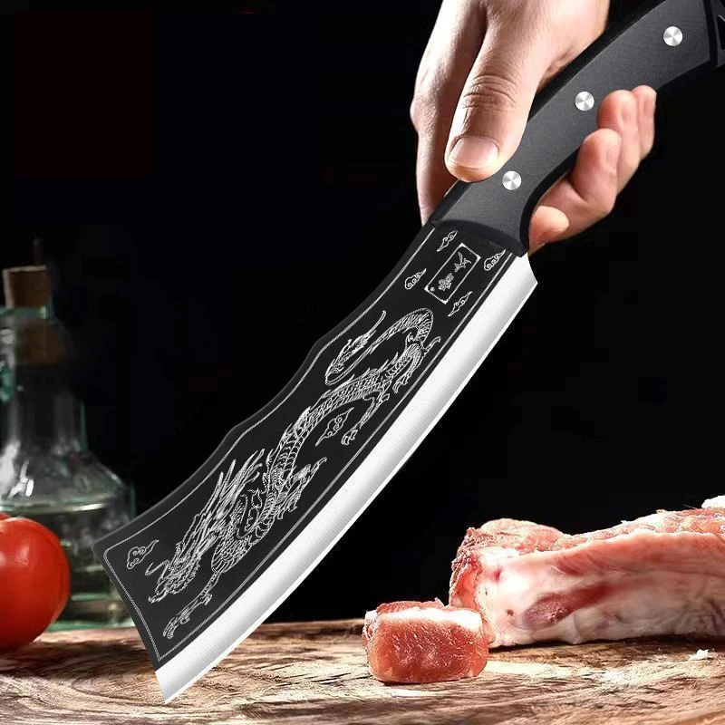 Forged Kitchen Chef Knife Stainless Steel Meat Bone Chopping Knife Professional Butcher Cleaver Slicing Knife with Cover