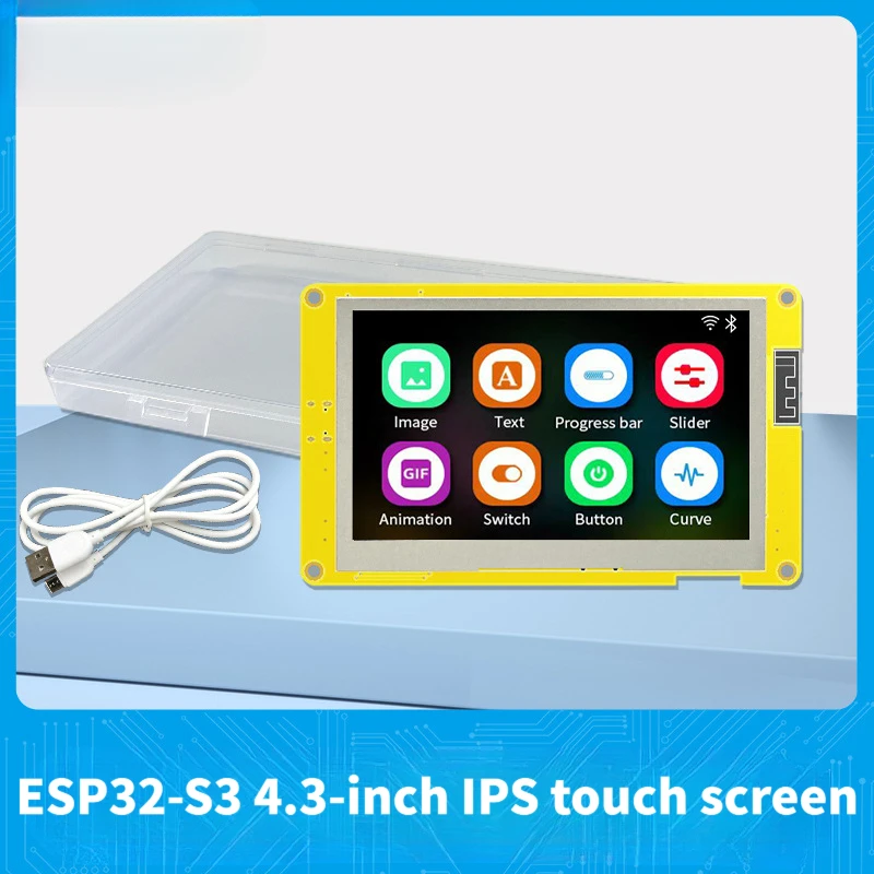 ESP32‑S3 4.3‑Inch IPS Capacitive Touch Display Screen, 800×480, 8M PSRAM, 16M Flash, WiFi Bluetooth,With acrylic casing