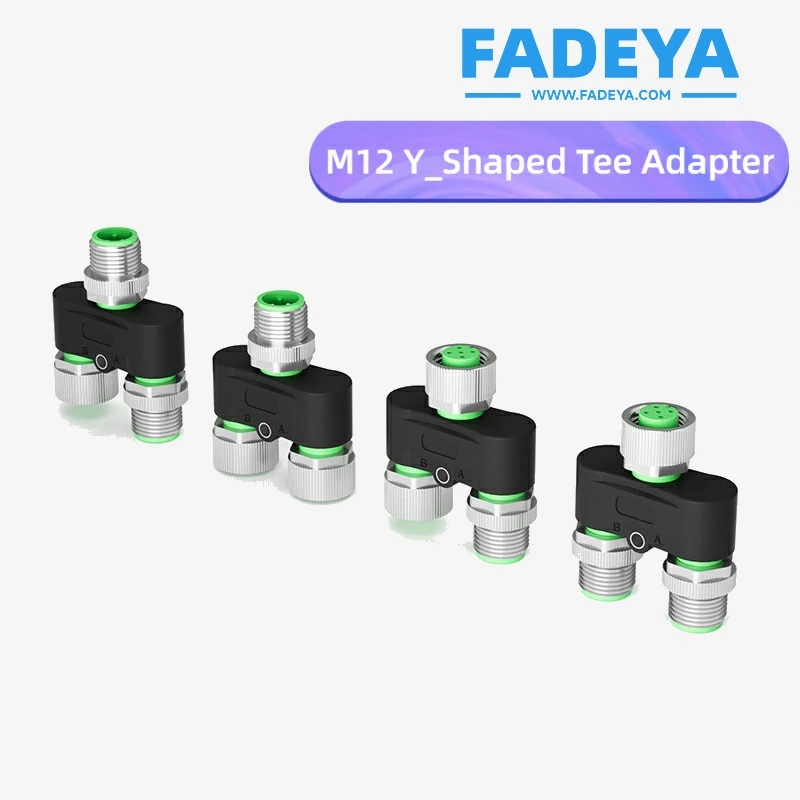 M12 Y-Type Connector Three-Way 4-Core 5-Core One Male To Two Female Sensor Splitter Adapter