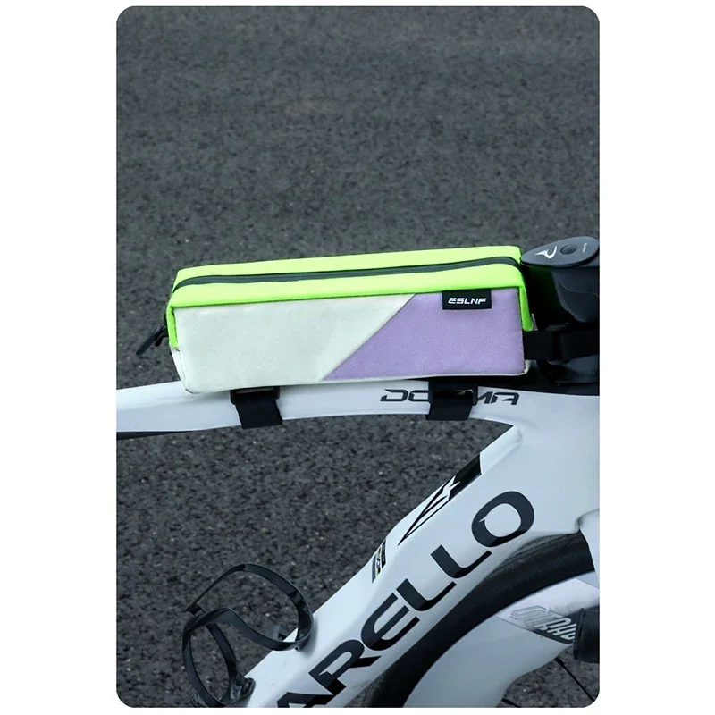 ESLNF Bicycle Bag Portable Cycling Top Tube Bag MTB Road Tool Bag Color Block Waterproof Ultralight Bicycle Pannier Pocket