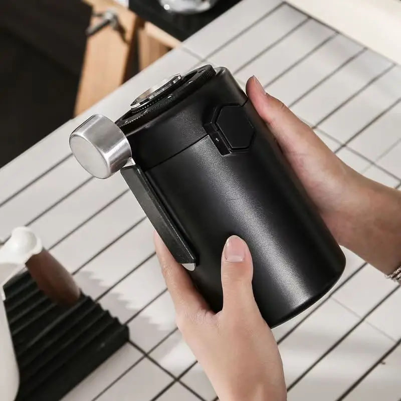 

600ml Coffee Beans Storage Containers Stainless Steel Airtight Container Home Kitchen with Humidity Monitor and Spoon Camping To