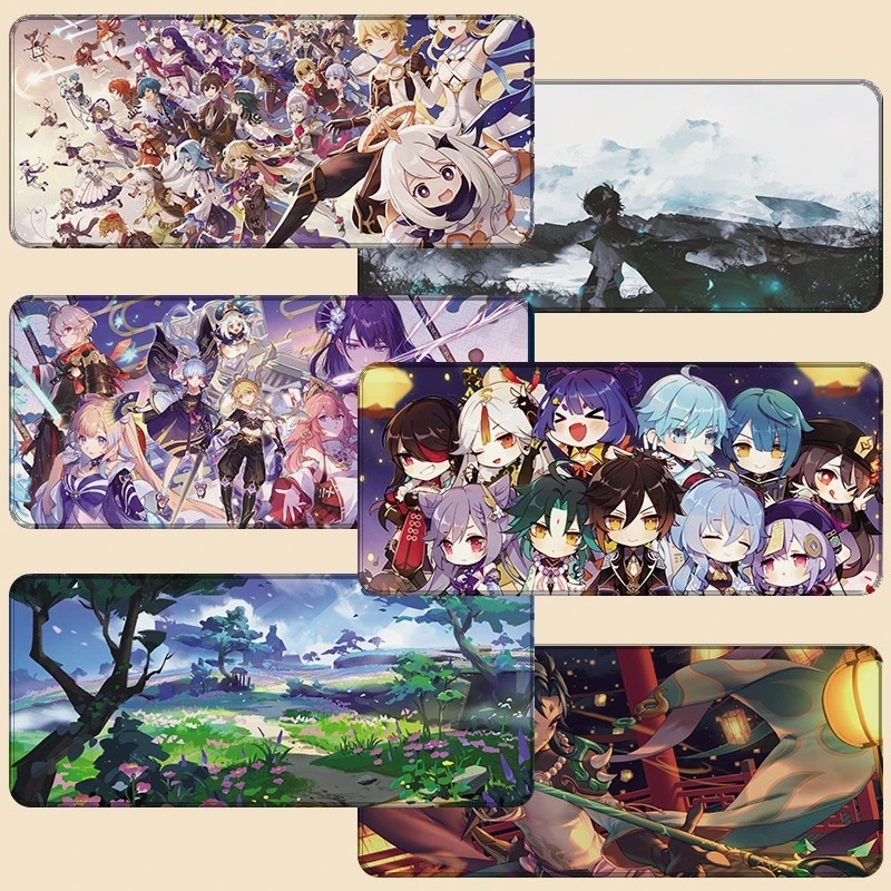 Genshin Impact Computer Mouse Pad Gaming Mousepad Large Mouse Pad Gamer Table Mat Ganyu Hutao Klee Zhongli Diluc Office Supply