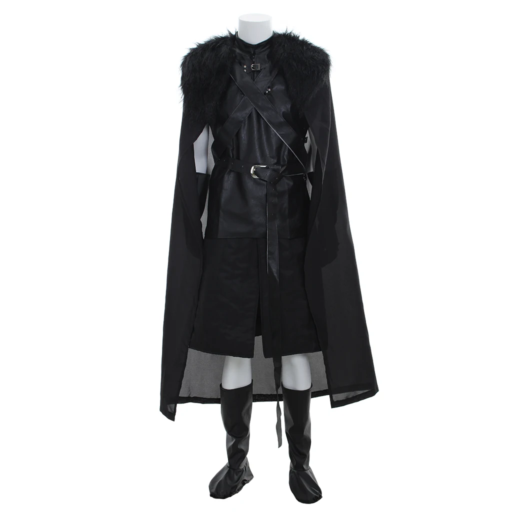 Movie TV Night Watch Jon Lord Cosplay Black Outfits North King Snow Cloak Suit Men's Medieval Costume