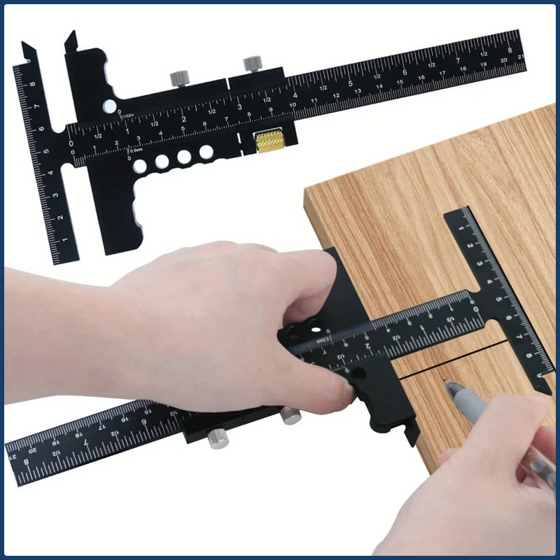 New Woodworking Scriber Gauge - Aluminum Alloy Sliding Marking Gauge,T-Square Scribing Measuring Marking Framing Ruler Tool
