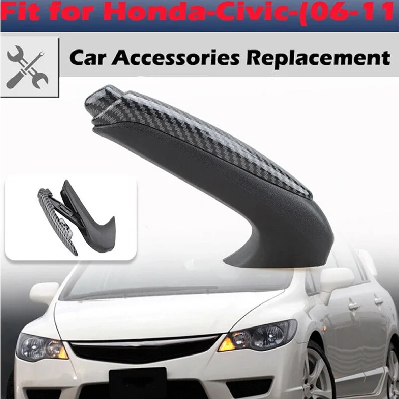 For Honda Civic Coupe Sedan 2006 - 2011 Handbrake Lever Knob Moulding Decals Carbon Fiber Front Hand Brake Trim Cover Car Parts