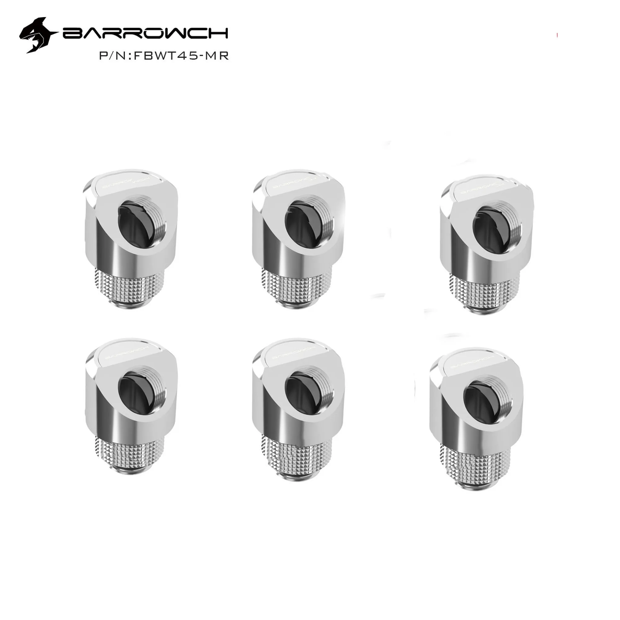 

Barrow 6pcs G1/4" 45 Degree 360 Rotary Computer Water Cooling Build Necessary Fittings,Connector,Black,Silver,FBWT45-MR