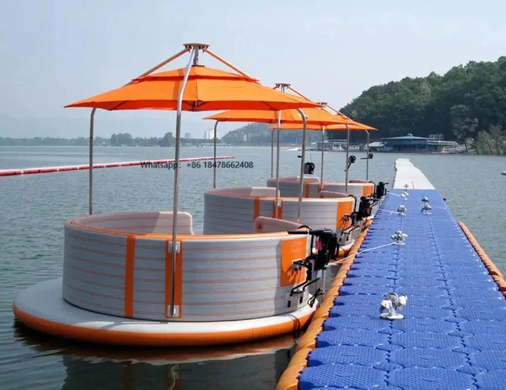 

Water Play Equipment Drop Stitch Magic Donut Boat Inflatable Floating Barbecue Boat