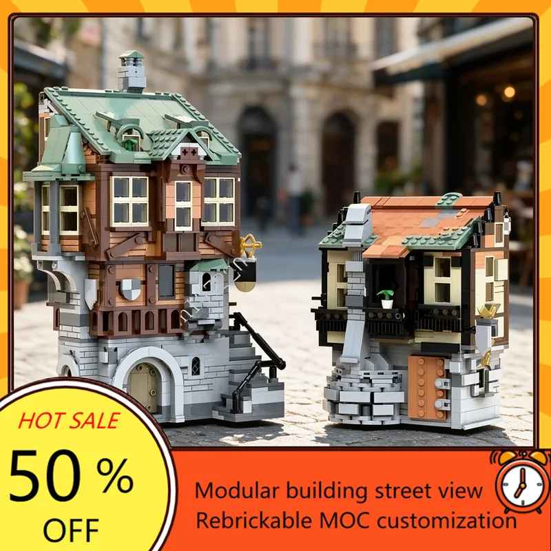 2107PCS Medieval Tavern And Bakery MOC Puzzle Creative Holiday StreetView Architecture Birthdayal  Christmas Gift Adult for Age