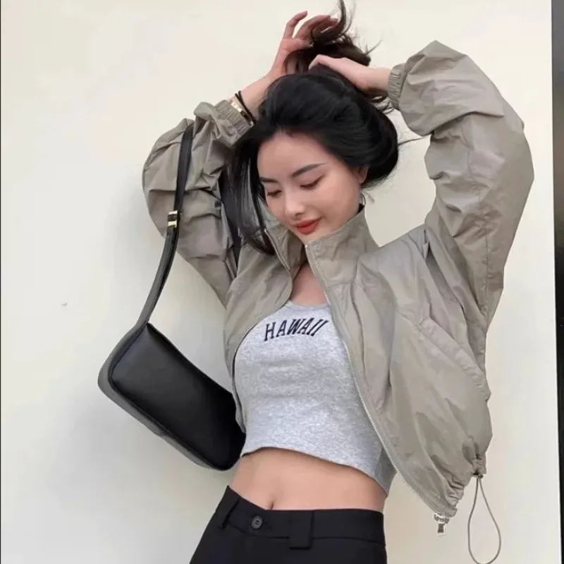 Women Summer Short Stand Collar Lightweight Outdoor Thin Coat