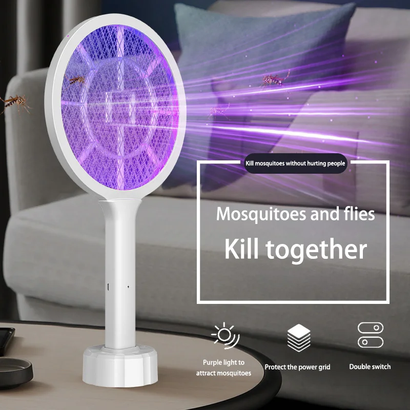 

2-in-1 Electric Mosquito Swatter Home Mosquito Swatter Usb Rechargeable Mosquito Lure Electric Shock Fly Swatter Dual-use